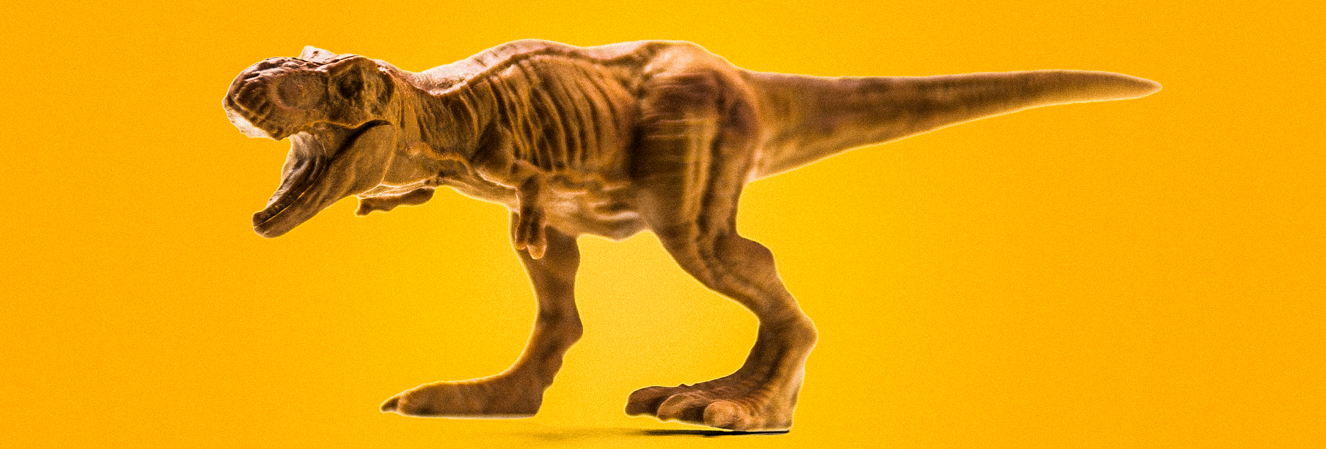 Long Tail - Dinossauro. Imagem com tons quentes amarelados de um dinossauro representando a cauda longa de Chris Anderson.